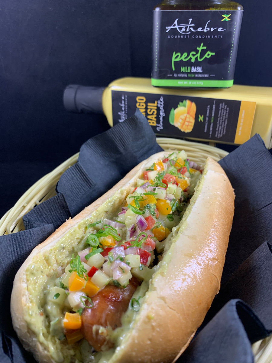 PESTO GOURMET HOT DOG – Ashebre Gourmet Condiments